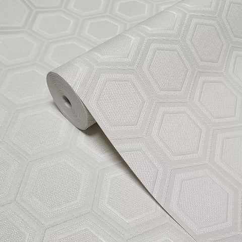 Z76022 Geometric Hexagon Modern ivory off white Faux Fabric contemporary wallpaper roll