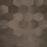 Z80008 Geometric Hexagon bronze brown metallic wallpaper faux cow hide skin textured 3D