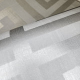 Geometric gray silver metallic matte greek key textured geo wallpaper 3D