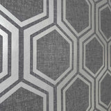 WM90660101 Geometric hexagon wallpaper dark gray silver metallic Textured geo wallcoverings