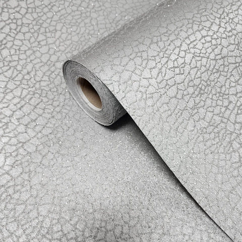 A713 Glassbeads sparkles Silver metallic fractal cracks geo lines textured Wallpaper