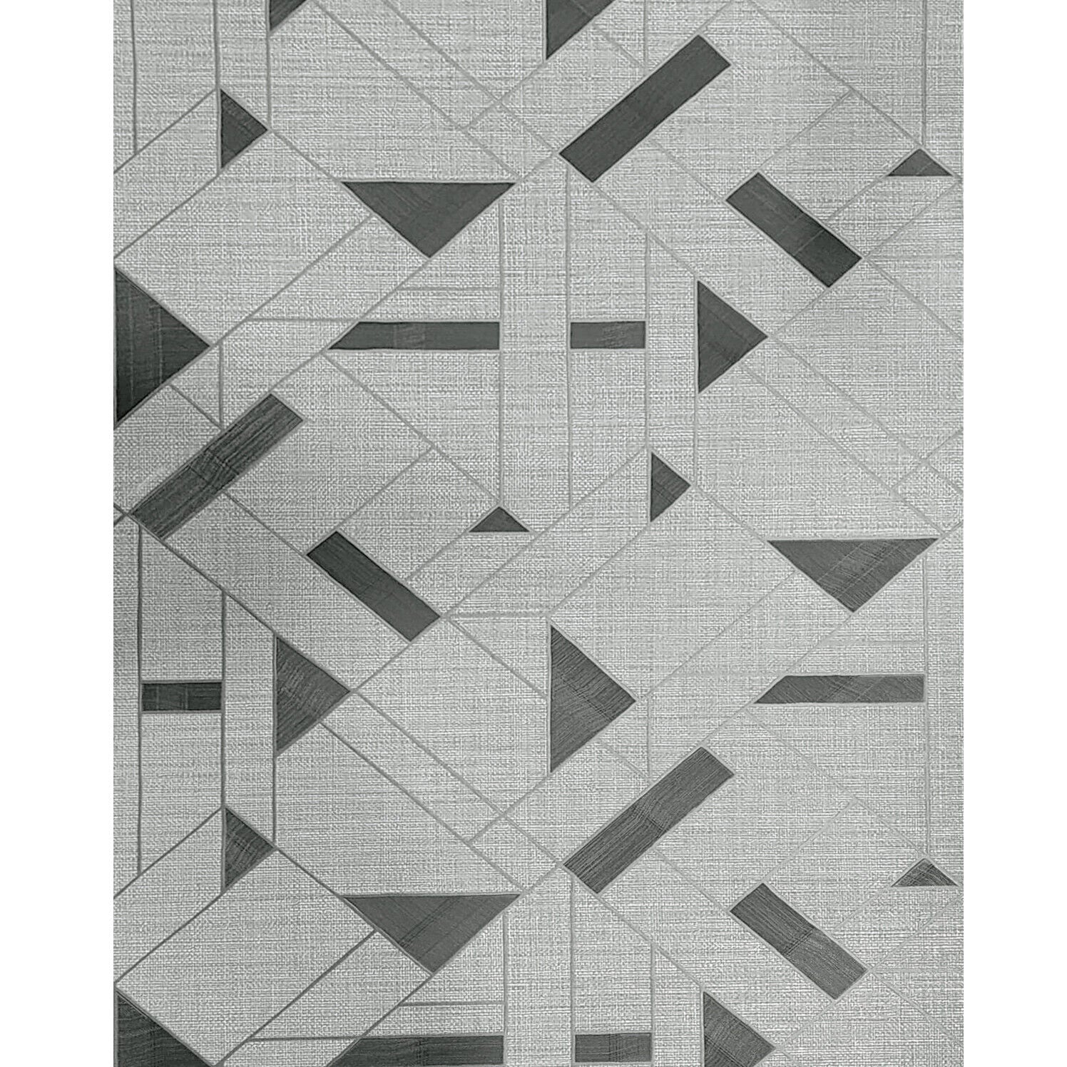 Z18950 Gray bronze metallic faux grasscloth geo triangles lines