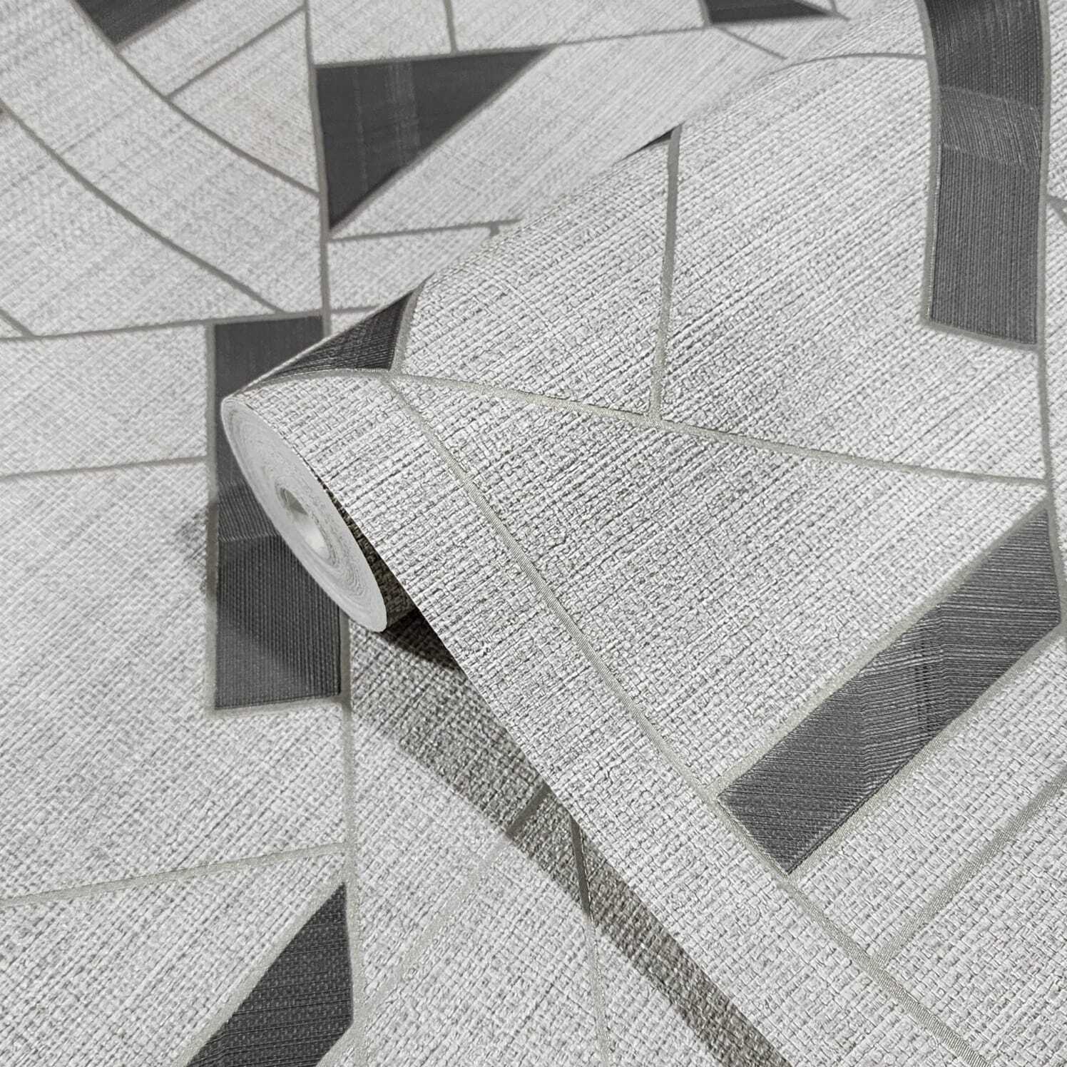 背景紙 Z18950 Gray bronze metallic faux grasscloth geo triangles lines