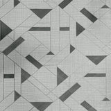 Z18950 Gray bronze metallic faux grasscloth geo triangles lines textured wallpaper roll