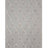 121023 Gray cream pearl bronze Metallic faux fabric geo trellis textured wallpaper roll