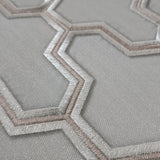 121023 Gray cream pearl bronze Metallic faux fabric geo trellis textured wallpaper roll