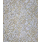 M13011 Gray gold metallic distressed pearl plaster textured Victorian damask Wallpaper
