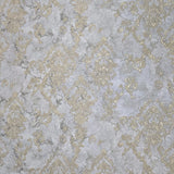 M13011 Gray gold metallic distressed pearl plaster textured Victorian damask Wallpaper
