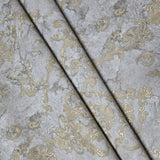 M13011 Gray gold metallic distressed pearl plaster textured Victorian damask Wallpaper

