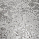 12410, LC7116 Gray silver metallic matte white damask Victorian natural real cork wallpaper 3D