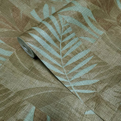 Z18913 Green bronze Textured herbal floral leaves faux