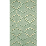 C88118 Green gold metallic ogee wavy trellis lines faux fabric textured Wallpaper rolls