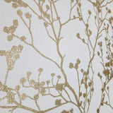 HC7516 Matte White gold metallic branches natural paperweave woven textured wallpaper