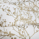 HC7516 Matte White gold metallic branches natural paperweave woven textured wallpaper