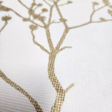 HC7516 Matte White gold metallic branches natural paperweave woven textured wallpaper