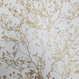 HC7516 Matte White gold metallic branches natural paperweave woven textured wallpaper