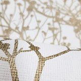 HC7516 Matte White gold metallic branches natural paperweave woven textured wallpaper