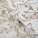 HC7516 Matte White gold metallic branches natural paperweave woven textured wallpaper