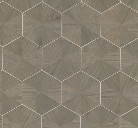 HO2102GV Hexagram Wood Veneer Caper Wallpaper
