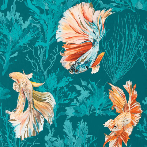 HTEW112767 HALFMOON Azurite Coral Colour Wallpaper