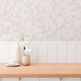 HY82120 Trailing Vines Motif Beige Silver Grey Wallpaper