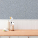 HY82129 Herringbone Weave Motif Blue Beige Wallpaper