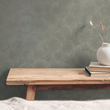 HY82130 Stone Circles Motif Green Rose Gold Wallpaper