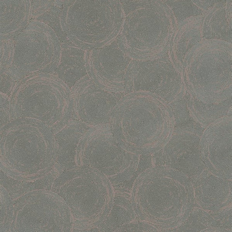 HY82130 Stone Circles Motif Green Rose Gold Wallpaper
