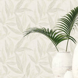 HY82146 Fern Weave Motif Green Cream Wallpaper