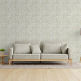 HY82146 Fern Weave Motif Green Cream Wallpaper