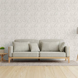 HY82148 Fern Weave Motif Blue Cream Silver Grey Wallpaper 