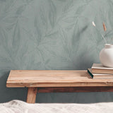 HY82150 Fern Weave Motif Green Silver Grey Wallpaper