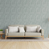 HY82150 Fern Weave Motif Green Silver Grey Wallpaper