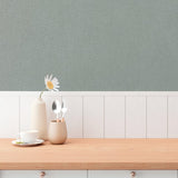 HY82155 Plain Texture Green Silver Grey Wallpaper 