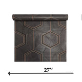 Z12847 Hexagon Feature brown bronze metallc faux carbon textured Wallpaper 3D Geometric