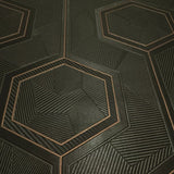 Z12847 Hexagon Feature brown bronze metallc faux carbon textured Wallpaper 3D Geometric