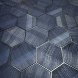 Z12899 Hexagon Feature navy blue faux sisal grasscloth textured Wallpaper 3D Geometric