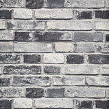 IR50000 Charcoal gray black white faux distressed rustic brick contemporary wallpaper 3D