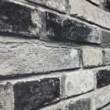 IR50000 Charcoal gray black white faux distressed rustic brick contemporary wallpaper 3D
