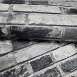 IR50000 Charcoal gray black white faux distressed rustic brick contemporary wallpaper 3D