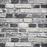 IR50000 Charcoal gray black white faux distressed rustic brick contemporary wallpaper 3D