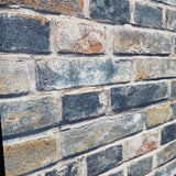 IR50008 Modern orange blue gray faux distressed rustic brick contemporary loft wallpaper