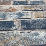IR50008 Modern orange blue gray faux distressed rustic brick contemporary loft wallpaper