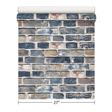IR50008 Modern orange blue gray faux distressed rustic brick contemporary loft wallpaper