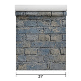 IR50802 Teal blue tan gray realistic faux distressed brick Industrial modern Wallpaper