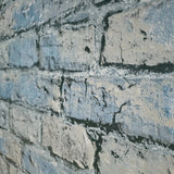 IR50802 Teal blue tan gray realistic faux distressed brick Industrial modern Wallpaper