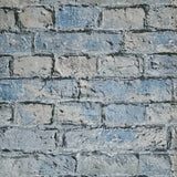 IR50802 Teal blue tan gray realistic faux distressed brick Industrial modern Wallpaper