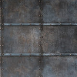 IR50901 Faux metal industrial rusted steel panel plating rusty brown rust blue wallpaper

