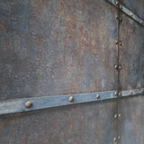 IR50901 Faux metal industrial rusted steel panel plating rusty brown rust blue wallpaper
