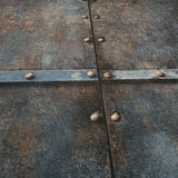 IR50901 Faux metal industrial rusted steel panel plating rusty brown rust blue wallpaper
